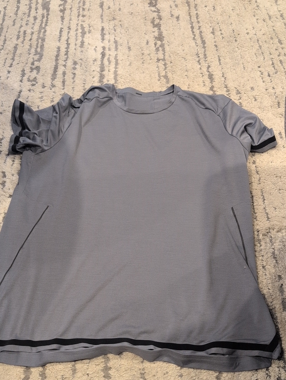 Lululemon Fast and Free Short Sleeve Shirt Bold Lines Asphalt Gray